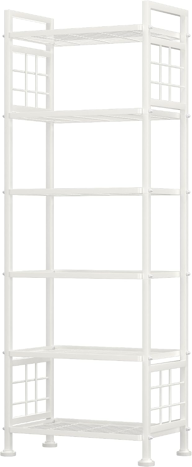 GIOTORENT 6-Wire Garage Shelving Storage Shelves, Metal Shelving Unit Pantry Rack, Kitchen Storage Adjustable Shelf 900Lbs Capacity for Laundry Kitchen Bathroom Organizer(White)