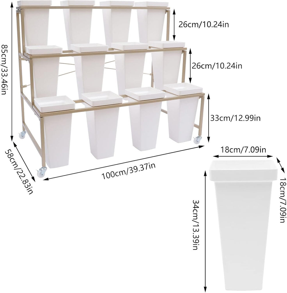 Flower Display Stands with 12 Buckets, Flower Buckets for Cut Flowers 3 Layer...