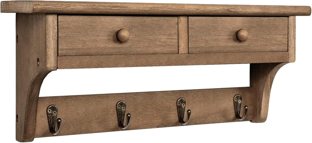 Emfogo Coat Hooks Mounted, Rustic Wood Coat Rack Mount Shelf with Hooks, Farm...