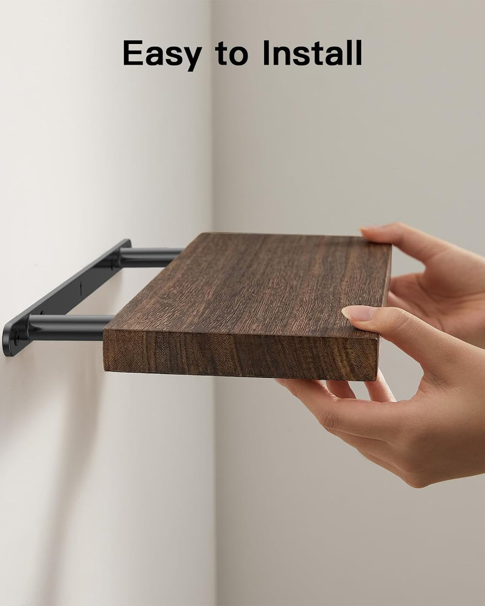 Amada Paulownia Wood Floating Shelves for Wall, Set of 4, Brown