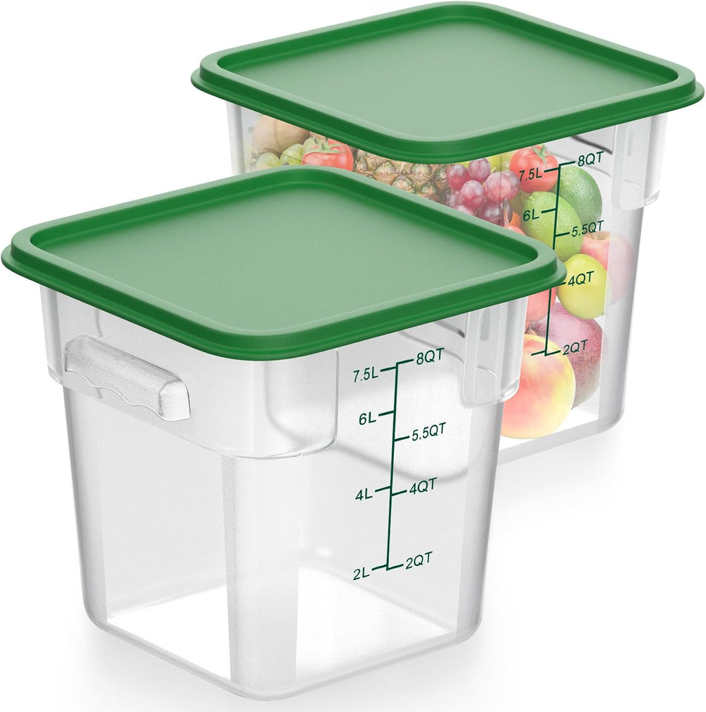 FoldTier 2 Pieces Square Food Storage Containers Polycarbonate Clear Food Con...