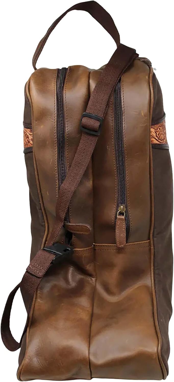 CHALLENGER Western Waxed Canvas Leather Travel Carry Storage Boot Bag Waterpr...