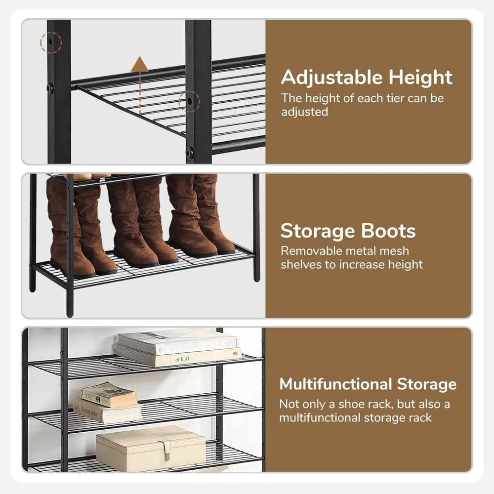 5-Tier Shoe Rack Organizer, Metal Mesh Shoe Storage Shelf, for Entryway, Hall...