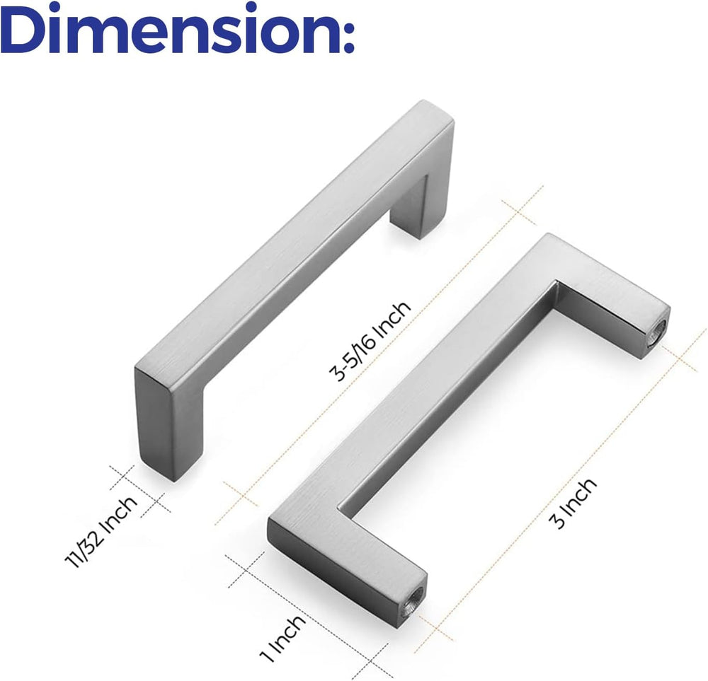 Ravinte Brushed Nickel Square Solid Cabinet Handles, 3 Inch, 15 Pack