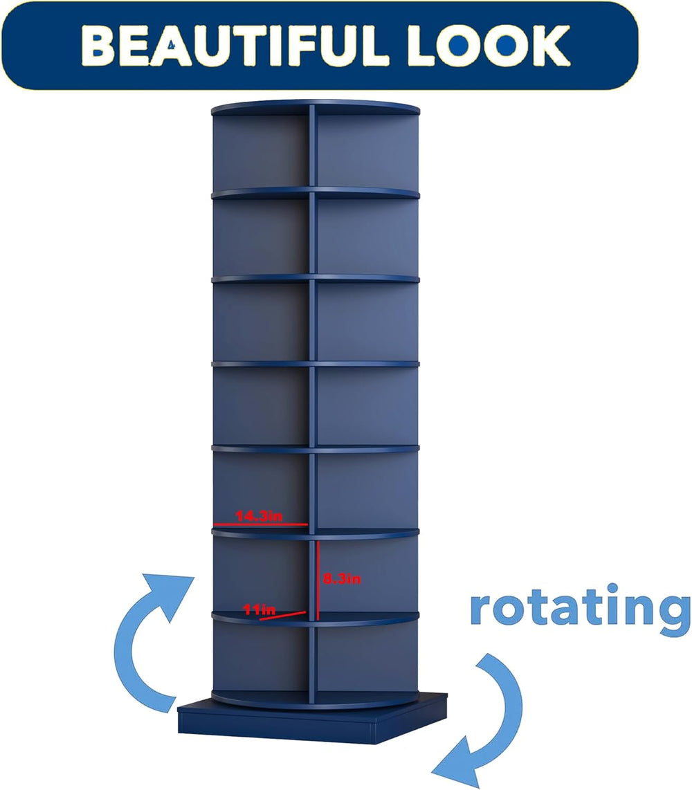 Rotating Shoe Rack Tower, Wooden Spinning Shoe Organizer, Free Standing 360° ...