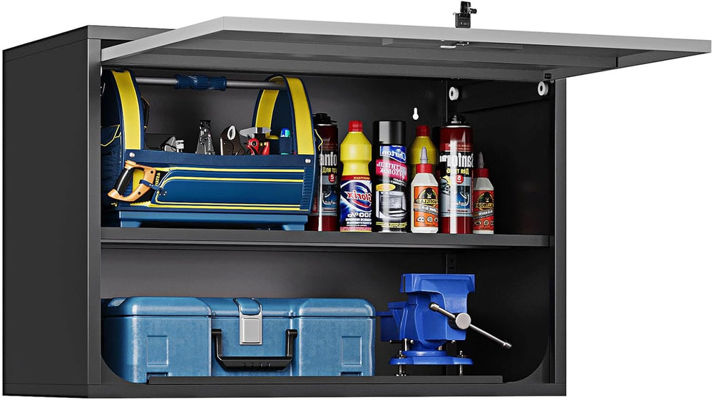 STANI Metal Wall Cabinet for Garage, Floating Garage Storage Wall Mount Shop ...