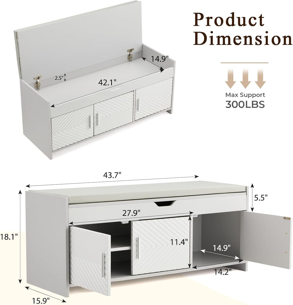 ECOTOUGE Storage Bench, Shoe Bench with Lift Top Storage, Entryway Bench with...