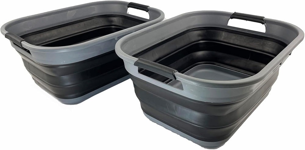 SAMMART Set of 2 Collapsible Plastic Storage Basket - Foldable Pop Up Storage...