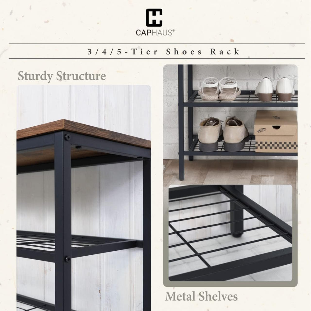CAPHAUS 3-Tier Shoe Rack for Entryway, Mudroom Shoe Bench, Small Shoe Rack, M...