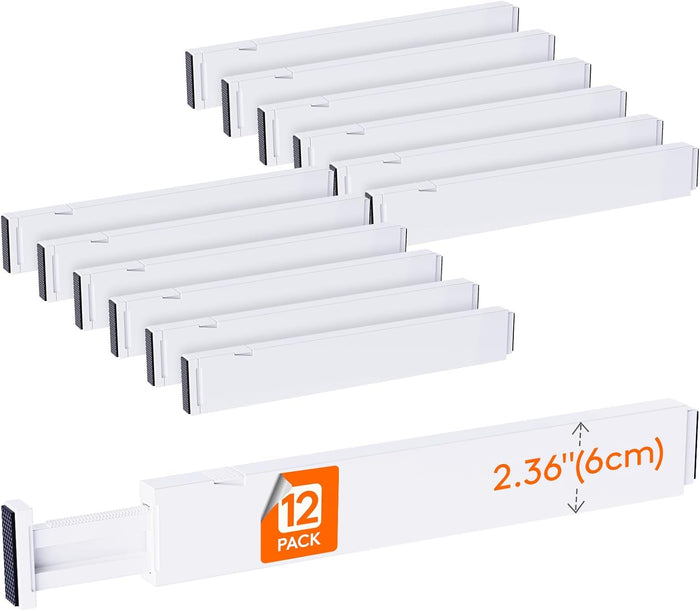 Lifewit 12 Pack Kitchen Drawer Dividers 2.36" High, Plastic Expandable