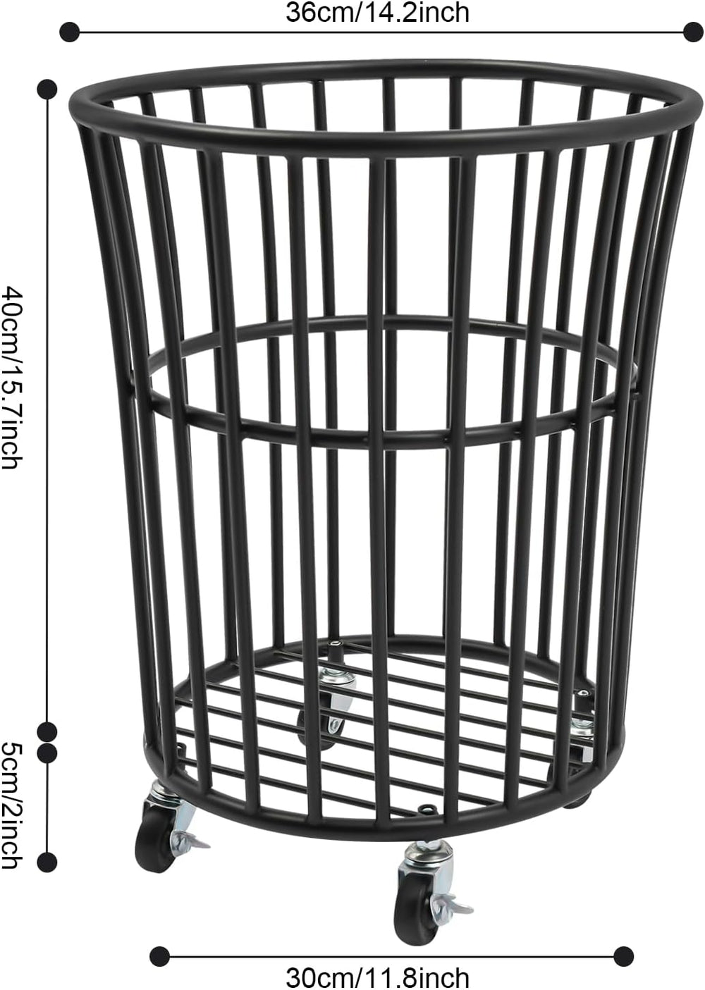 Rolling Laundry Basket Cart, Metal Laundry Hamper with Wheels, Laundry Organi...