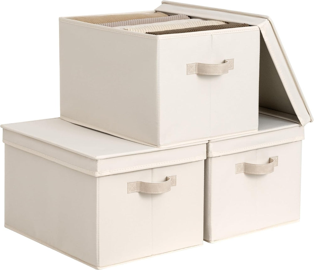 StorageWorks Fabric Storage Bins with Lids, Closet Storage Bins