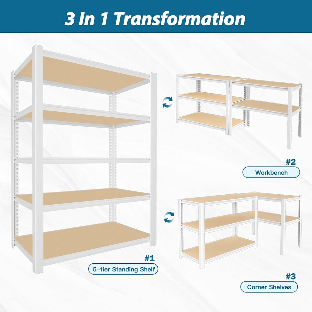 PrimeZone 24"W x 16"D x 59"H Closet Storage Shelves, 5-Tier Me...