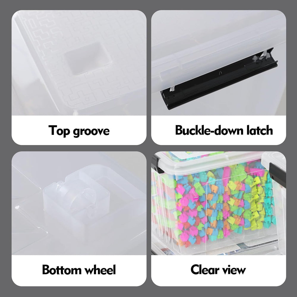 50 Quart Large Clear Plastic Storage Bins with Lids, 4 Packs