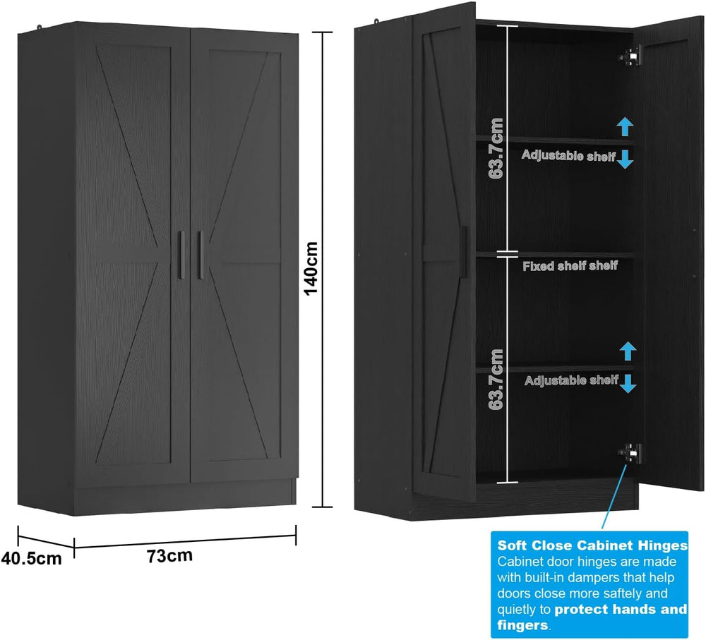 Wooden Storage Cabinet, Collection Food Pantry Narrow Cabinet Free Standing w...