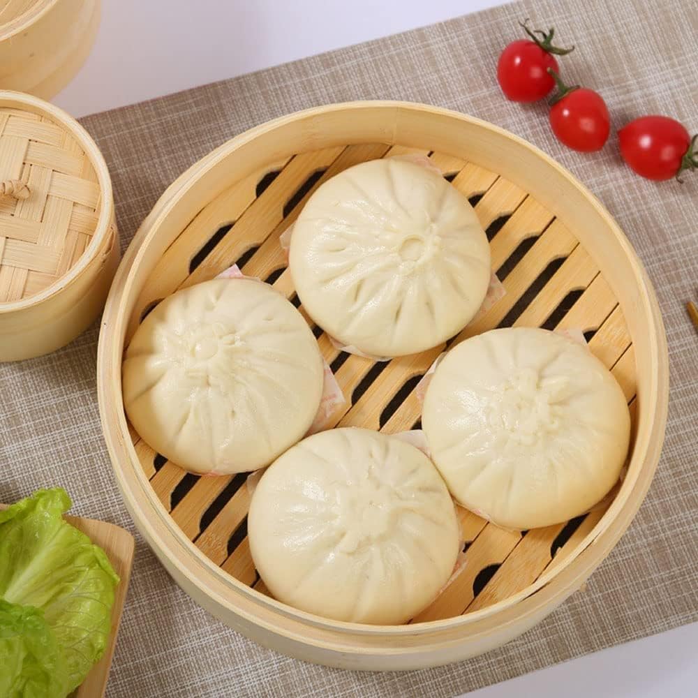 Handmade 10 inch Bamboo Steamer Basket with Reusable Cotton Liners Multi-use ...