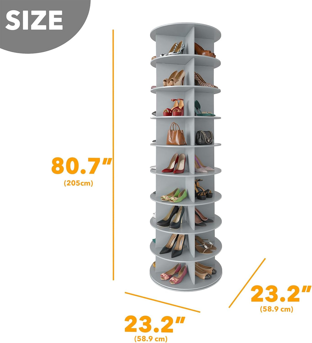 SpaceAid 9 Tier Rotating Shoe Rack Tower, Spinning Shoe Display Lazy Susan, R...
