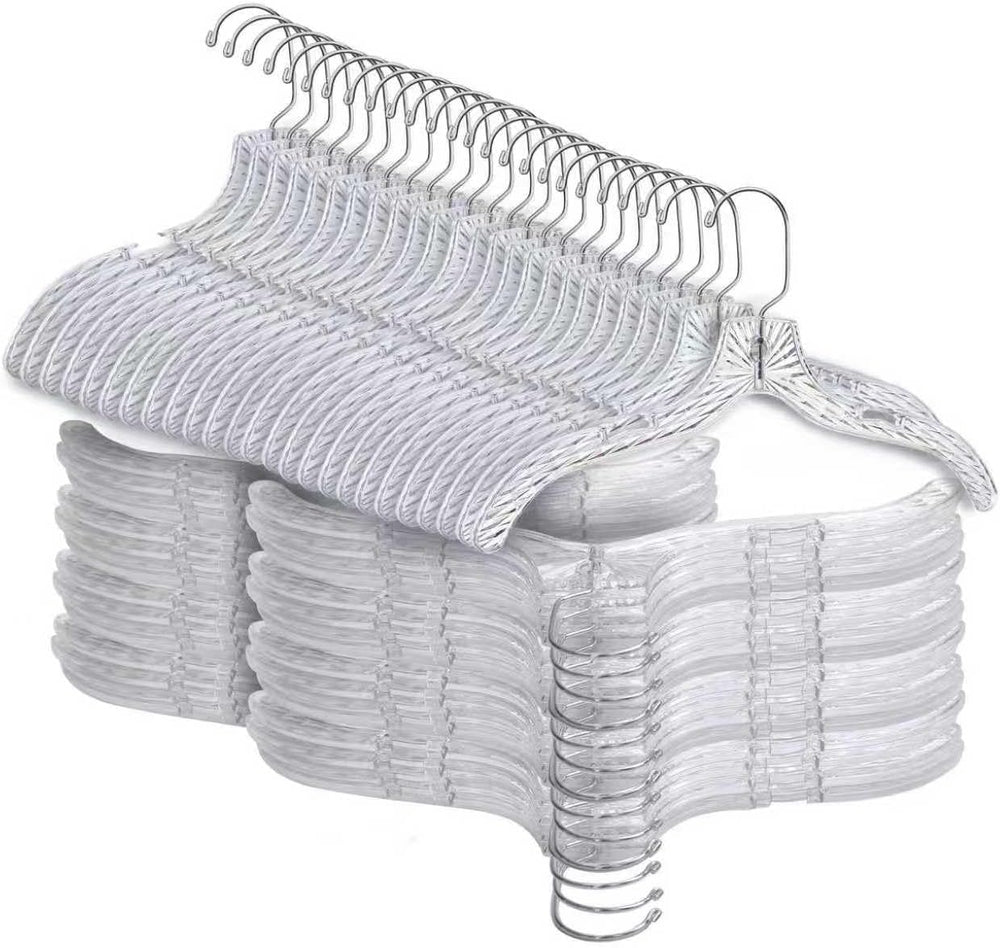 Parachase 23 Pack Heavy Duty Clear Plastic Hangers Closet 360 Swivel Hooks