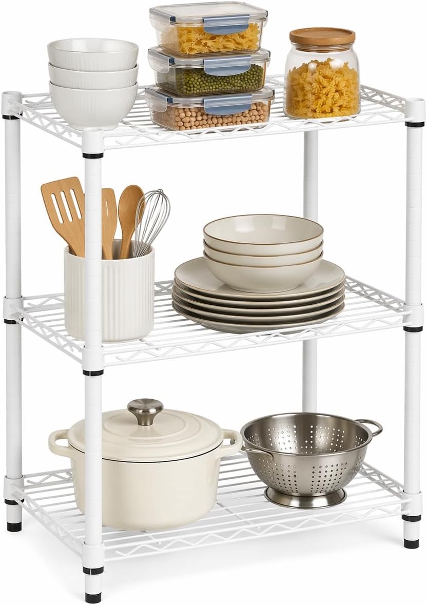 Honey-Can-Do 3-Tier White Wire Shelf, NSF, 250 lb/Shelf, 14x24x30 in