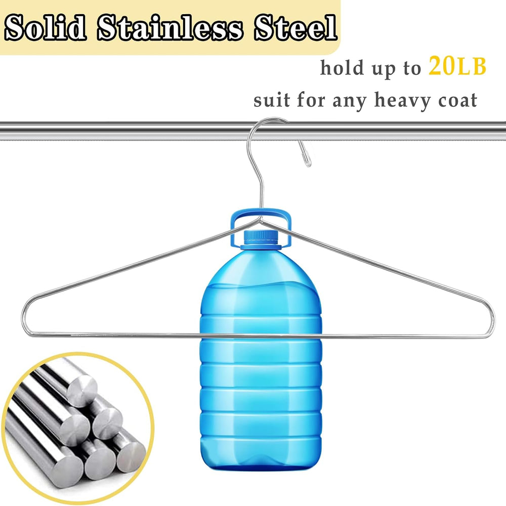50 Pack Metal Coat Hangers Clothing Hangers Heavy Duty, Stainless Steel for C...