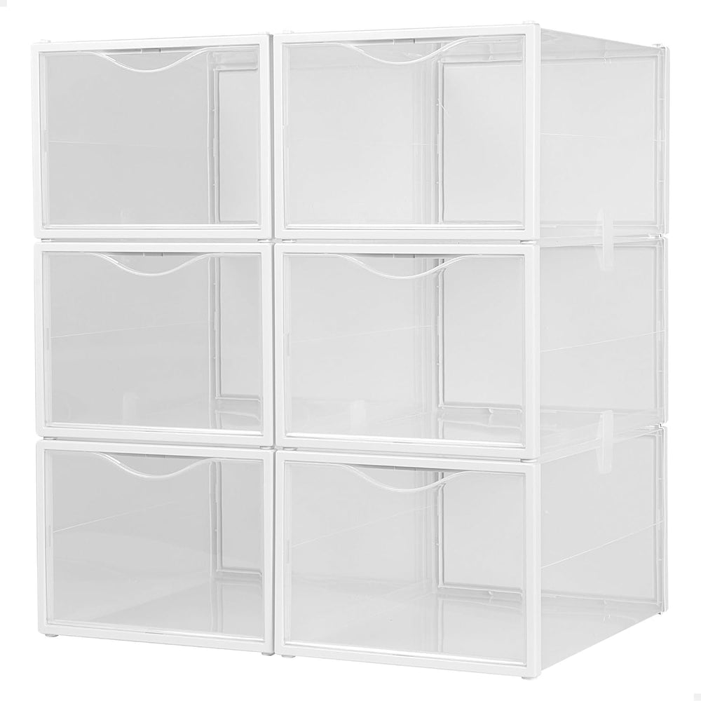 AKTIVE Max Home Plastic Shoe Boxes, Set of 6 Storage Organizers, 25 x 35 x 18...