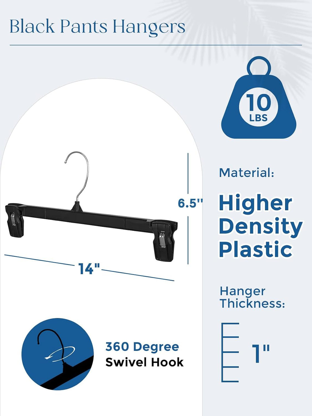 Smartor Black Pants Hangers 300 Pack, Skirt Hangers with Clips, 14 Inch