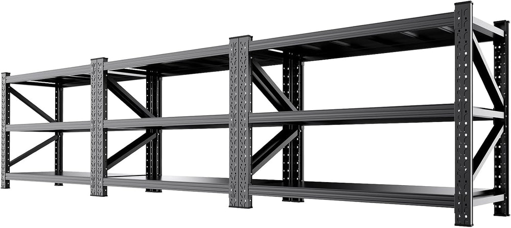 3 Set 59" W Storage Shelves, 3T Adjustable Garage Shelving Unit, Rust Pr...