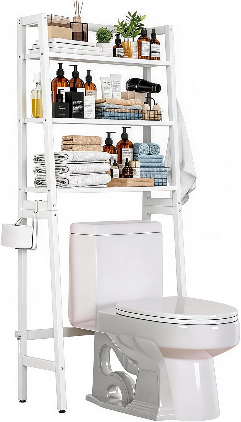 Over The Toilet Storage, Wooden 3-Tier Over-The-Toilet Rack Bathroom Space Sa...