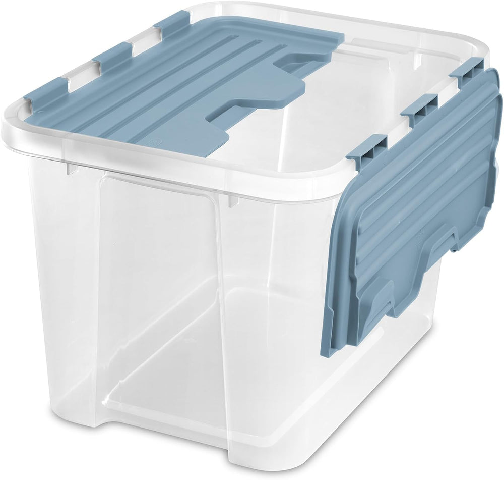 Sterilite Hinged Lid Storage Box, Plastic Container, 30 Quart, 6-Pack