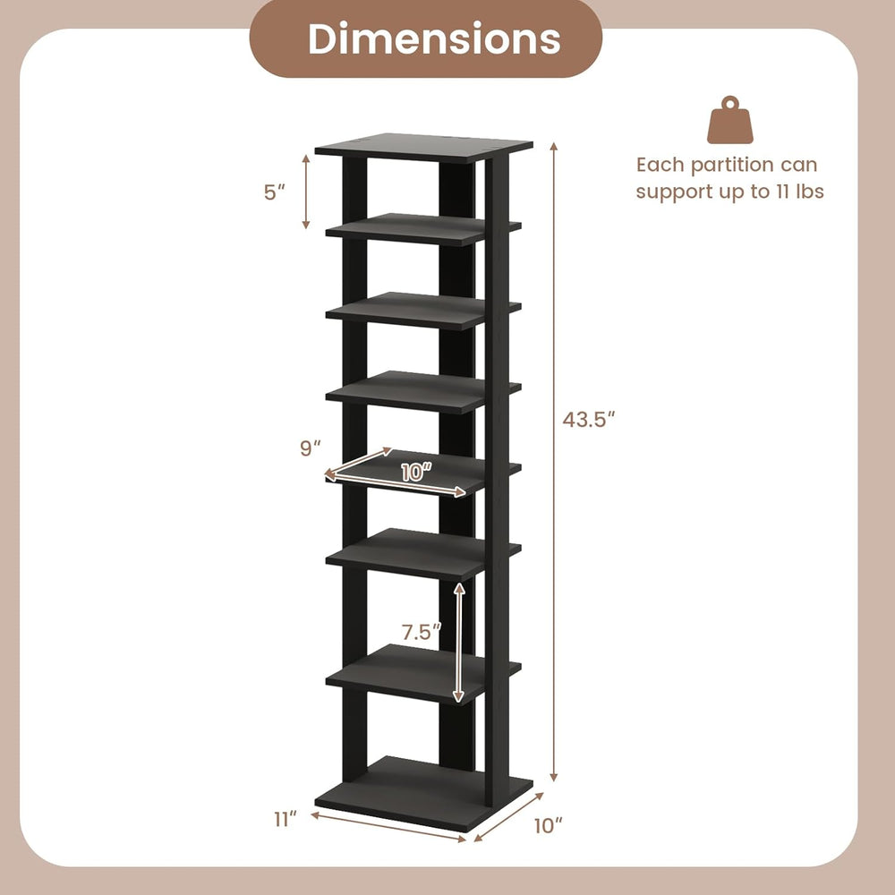 Tangkula 8-Tier Vertical Shoe Rack, Space-Saving Corner Shoe Organizer for 7 ...
