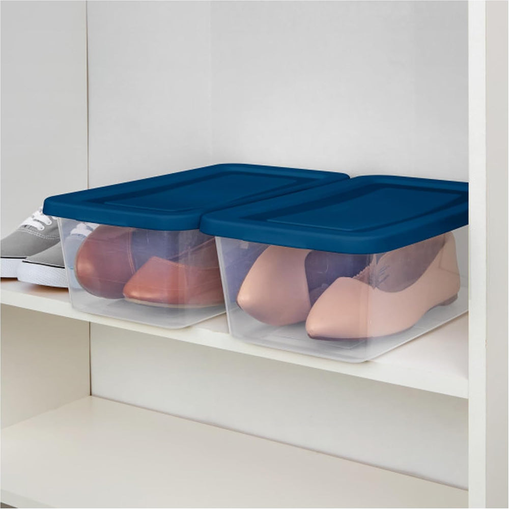 Sterilite Stackable 6 Quart Home Storage Box with Handles and Lid for Efficie...