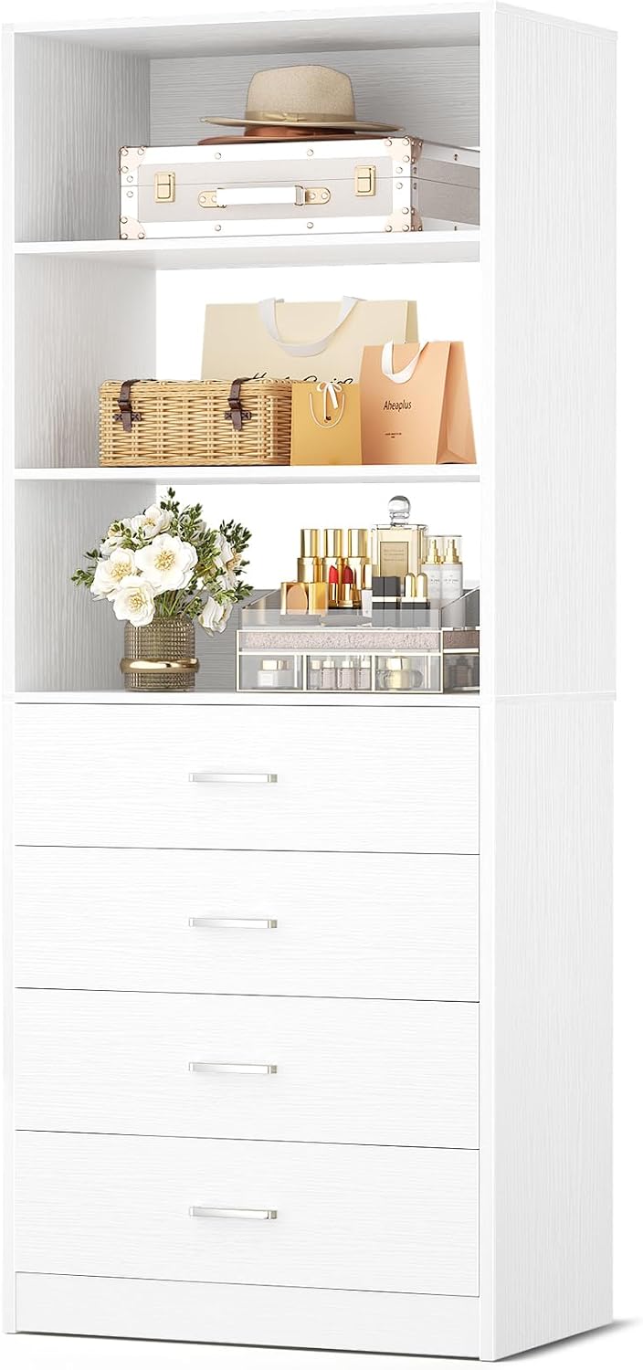 Aheaplus Closet Drawers Organizer System, 21.3" Wood Closet System with ...