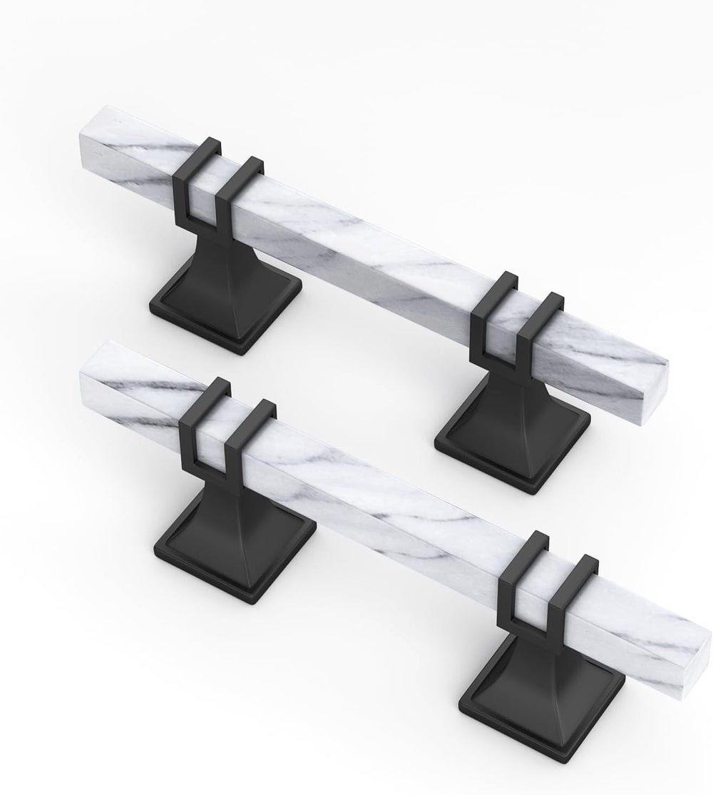 homdiy 10 Pack 3 Inch Marble Cabinet Pulls, White Marble Grain Kitchen Cabine...
