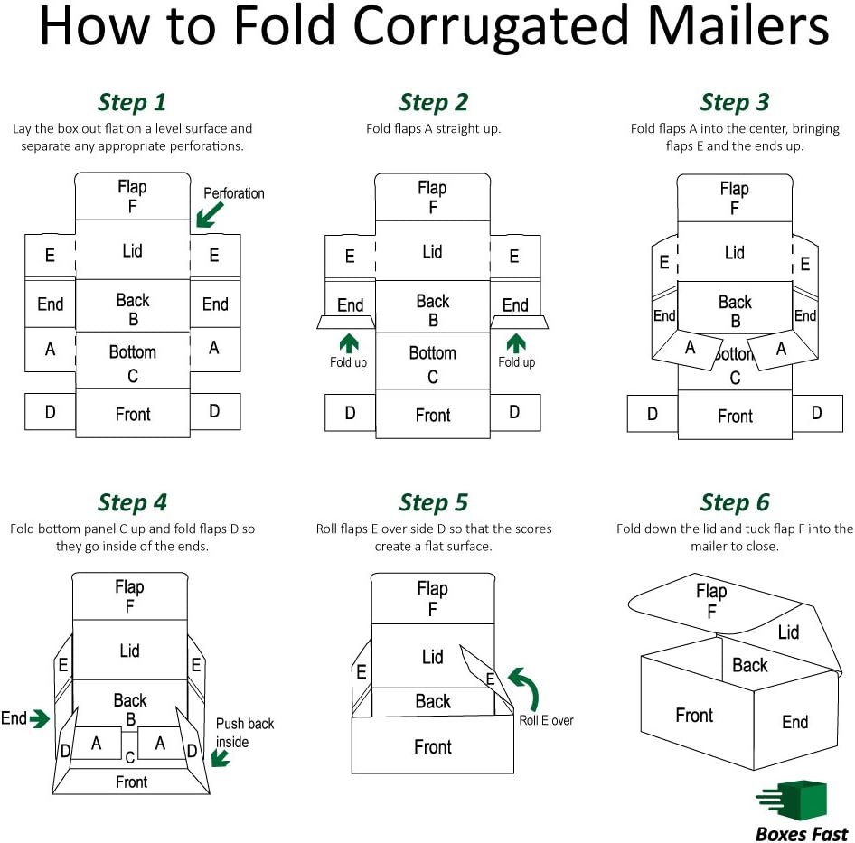 Boxes Fast BFM742K Corrugated Cardboard Mailers, 7 x 4 x 2 Inches, Tuck Top O...