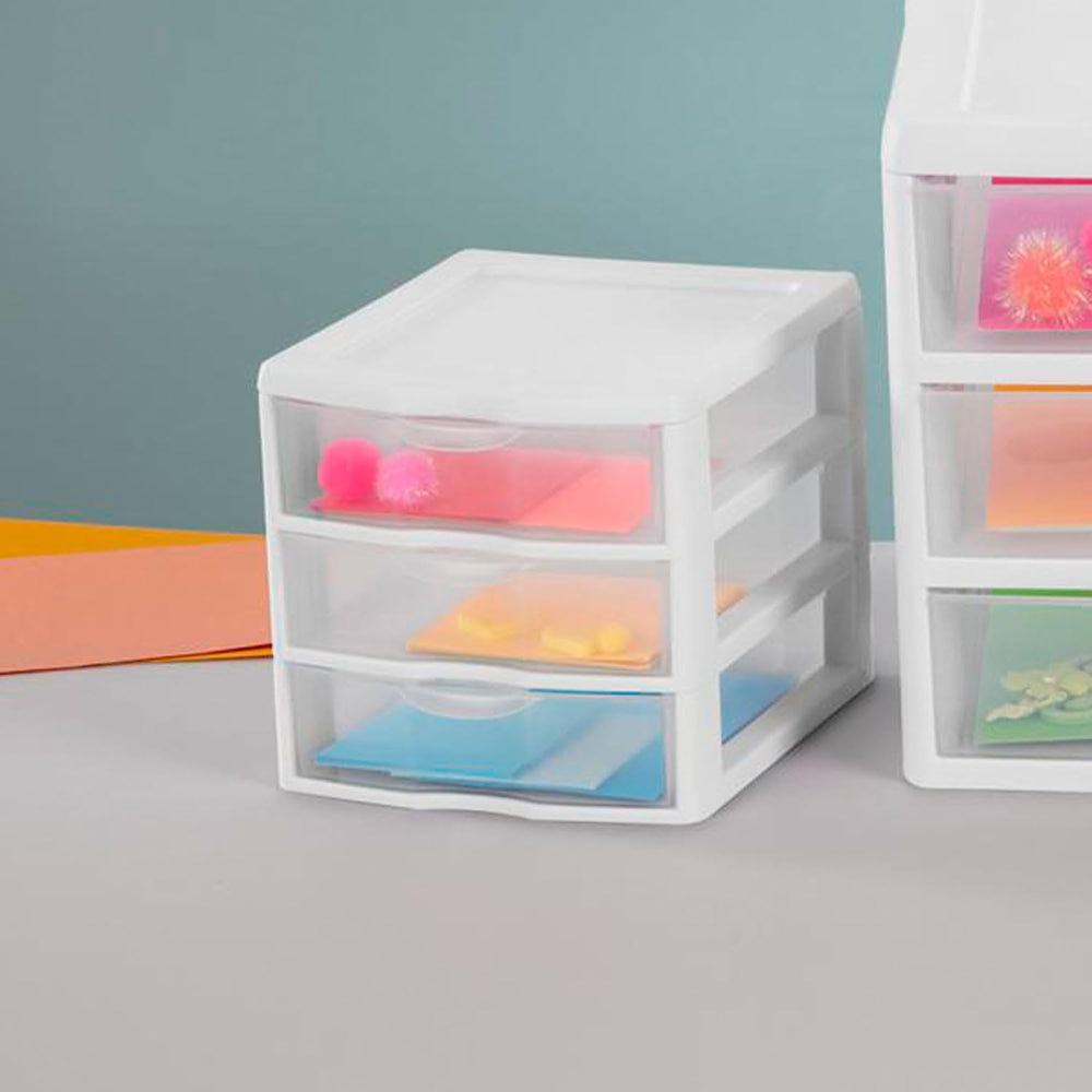 Sterilite Clearview 3-Drawer Cart Small Plastic Storage Organizer, 12-Pack