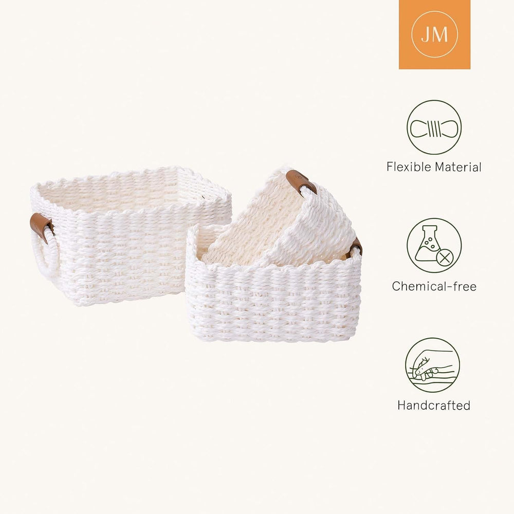 La Jolíe Muse Woven Storage Baskets, Recycled Paper Rope Bin Organizer Divide...