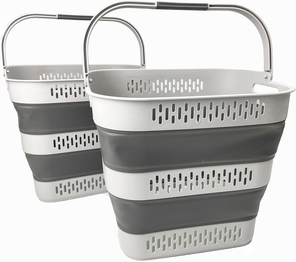 SAMMART 40L (10.5 Gallon) Collapsible Plastic Laundry Basket with Handles - F...