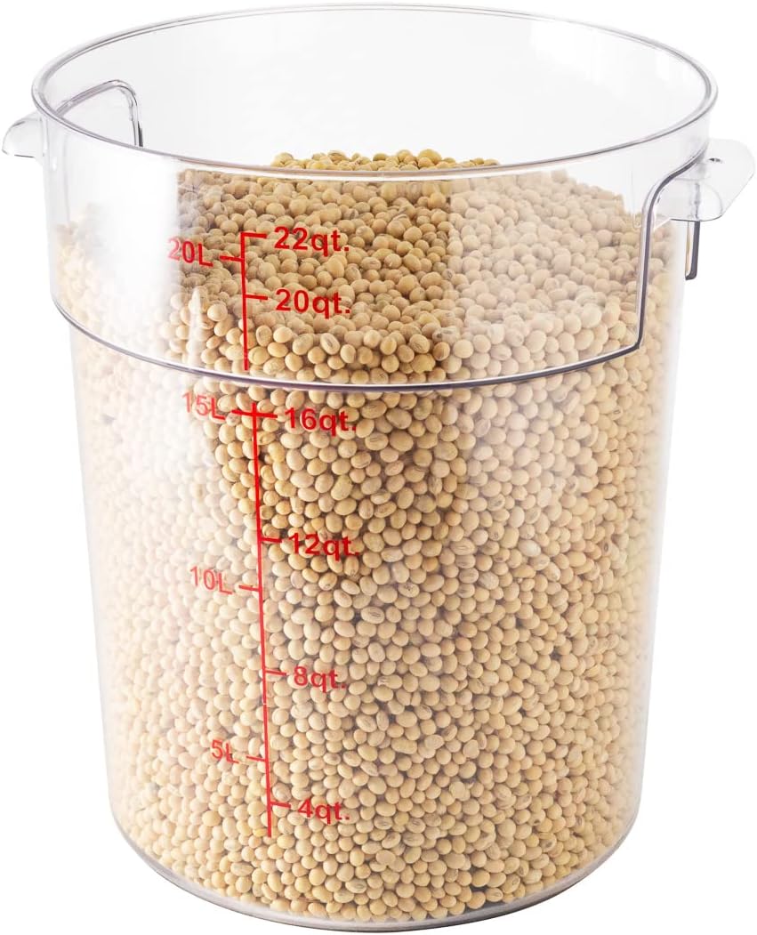 Restaurantware 22 qt Round Clear Plastic Food Storage Container, 10 Pack