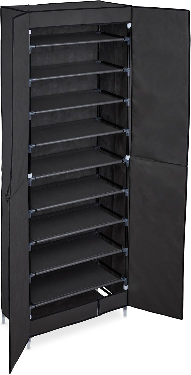 Relaxdays Shoe Cupboard, 30 Pairs of Footwear, Magnetic Doors, Plug-in System...