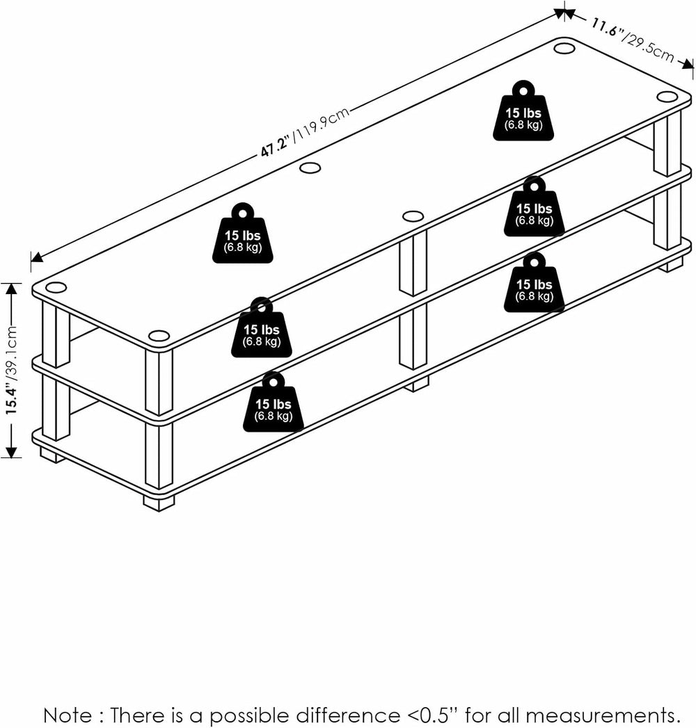 Furinno 14038DBR/BK TST No Tools 3-Tier Wide Shoe Storage Rack, Dark Brown/Bl...
