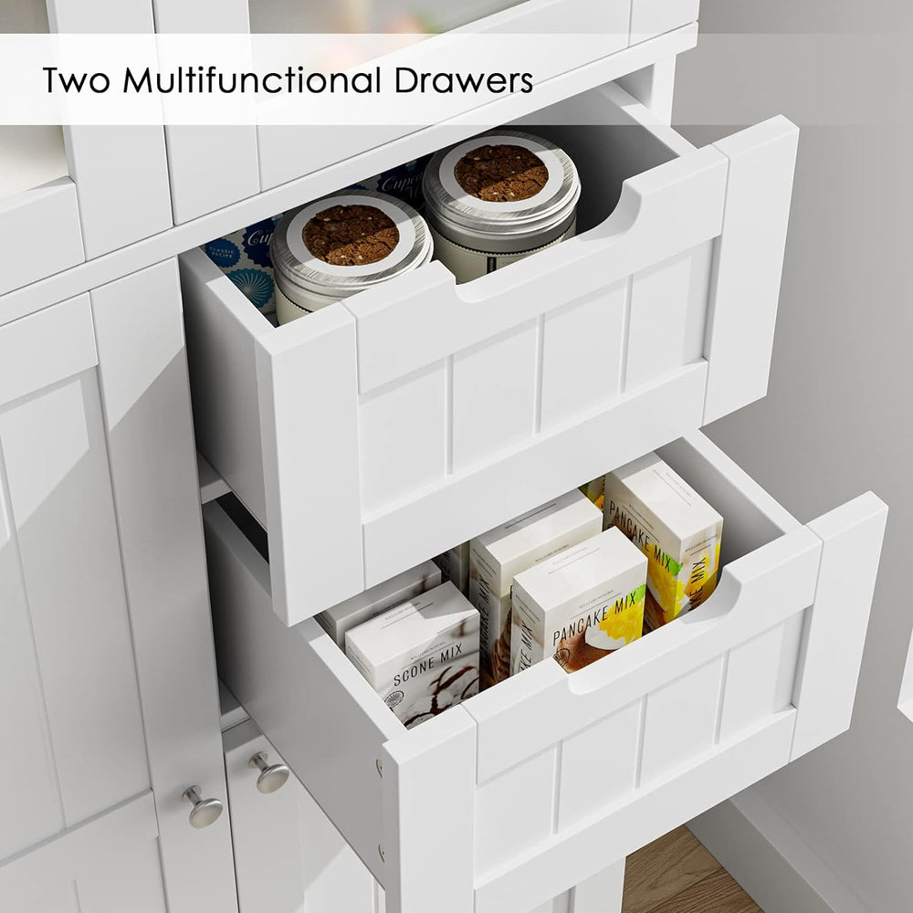 BOTLOG 67'' Tall Bathroom Storage Cabinet, Linen Cabinet with Glass D...