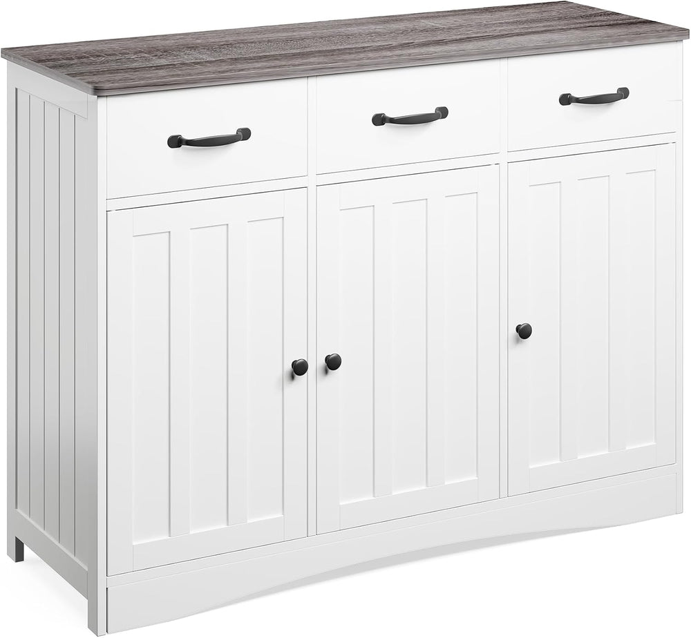 Gizoon Farmhouse Sideboard Buffet Cabinet with 3 Drawers & Barn Doors