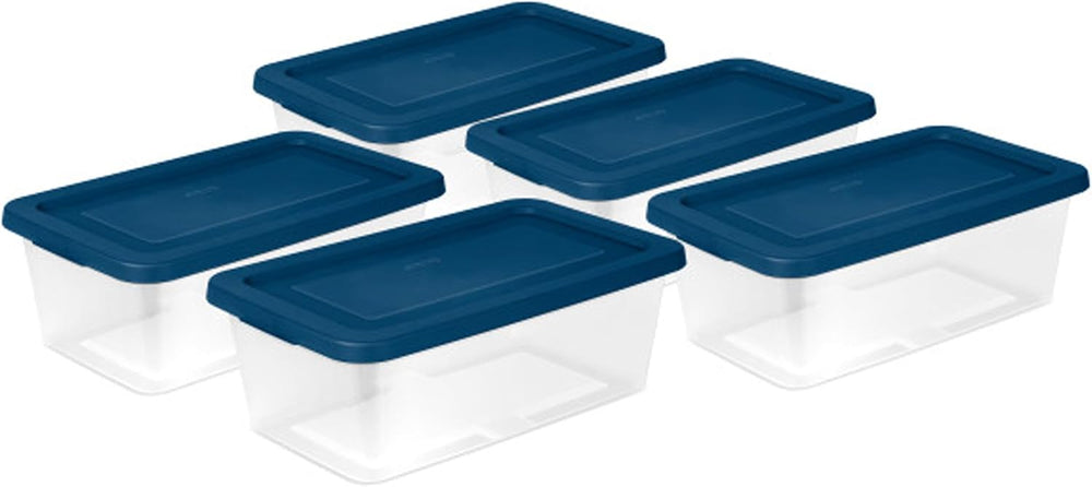 Sterilite Stackable 6 Quart Home Storage Box with Handles and Lid for Efficie...