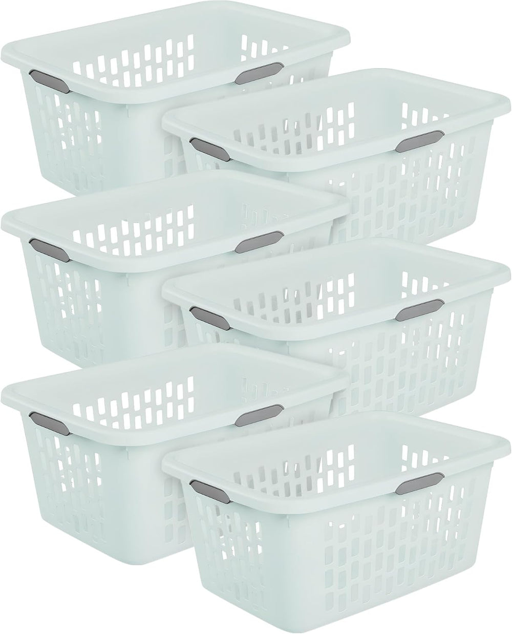 Sterilite Rectangular Laundry Basket, Plastic Clothes Hamper, 6-Pack