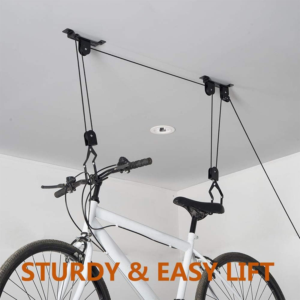 Wallmaster Ceiling Bike Hanger, Bicycle Lift Hoist Pulley System for Garage