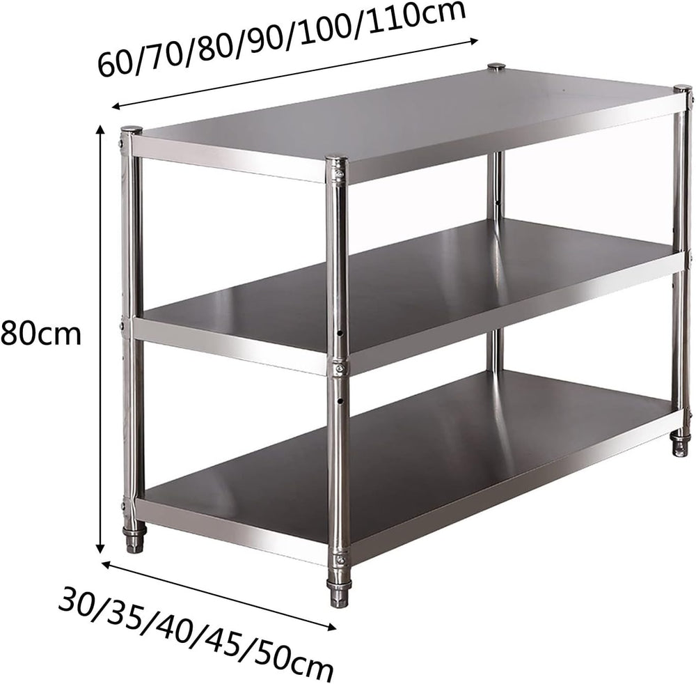 Stainless Steel Shelf, Kitchen Storage Rack, 3-Tier Shelving Units and Storag...
