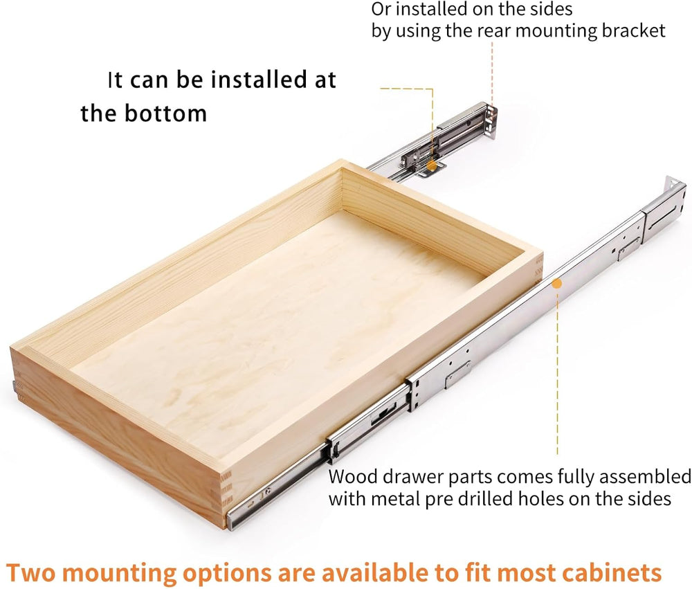 Mulush 13”W x 21”D x 3”H Soft Close Slide Out Wood Drawer Organizer for Kitch...