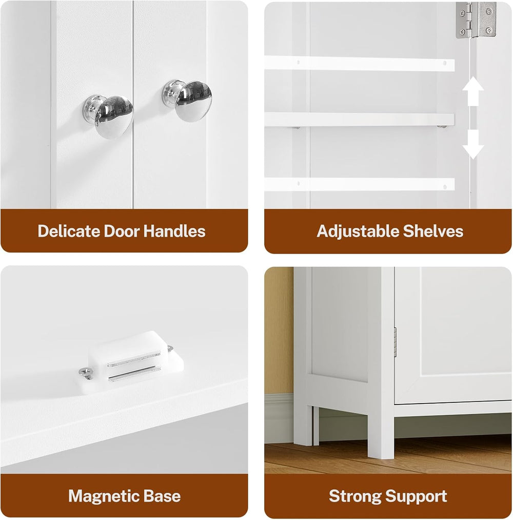 TEENFON 66.9" H Tall Bathroom Storage Cabinet with 4 Doors & 2 Open ...