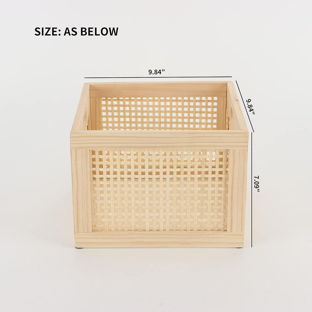 Wooden Bamboo Crate Woven Storage Box for Home,Office