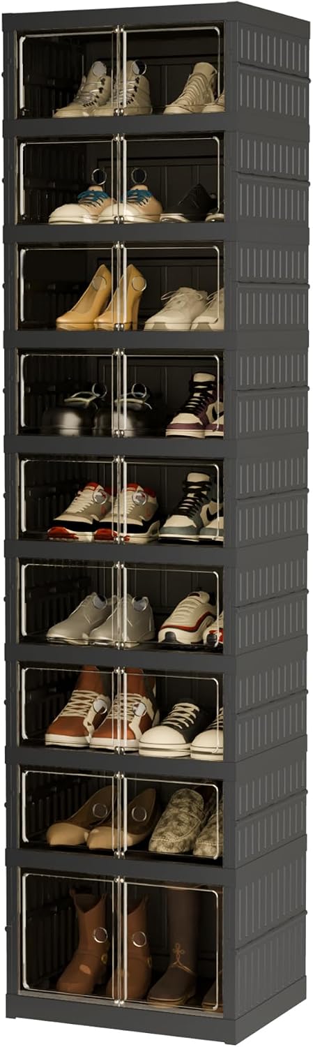 Foldable Shoe Organizer Storage Box, Portable Extra Large Folding Shoe Rack f...